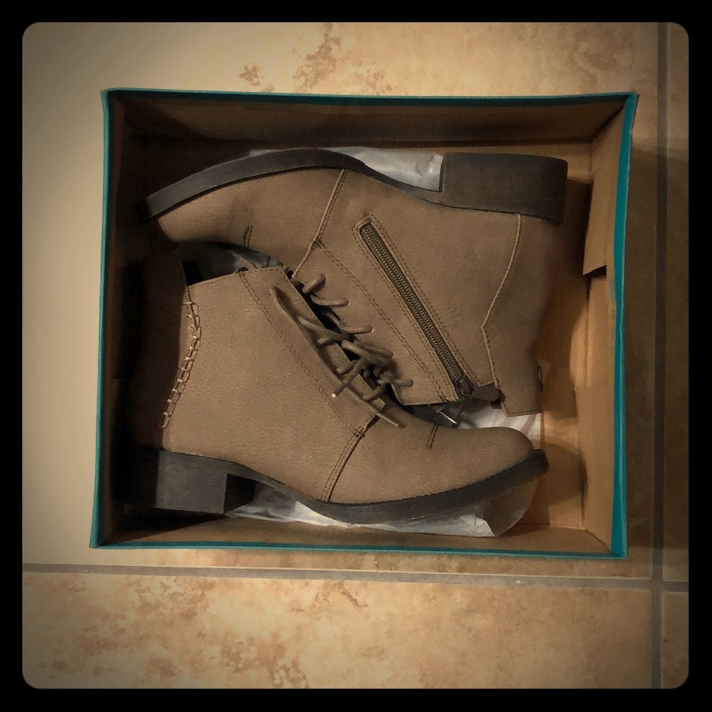 Blowfish Taupe Lace-Up Ankle Booties